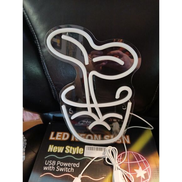 LED Neon Seed Plant in a Flower Pot Light Wall or Desk 12" x 7.9" - Picture 7 of 7
